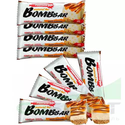 Протеиновый батончик Bombbar Protein Bar 8 x 60 г, Соленая карамель