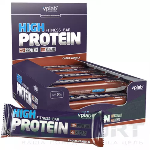 Протеиновый батончик VP Laboratory HIGH PROTEIN BAR FITNESS 20х50 г, Шоколад-Ваниль