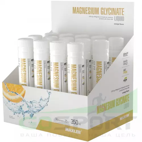  MAXLER Magnesium Glycinate Liquid 14 x 25 мл, Апельсин