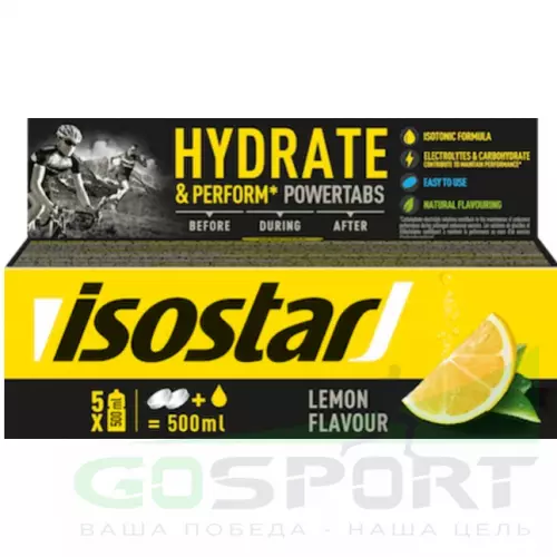 Изотоник ISOSTAR Изотонический напиток Powertabs 1 банка x 5 порций, Лимон