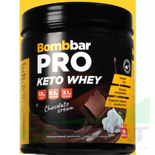 Bombbar Кето-протеин 450 г, Сливки-шоколад