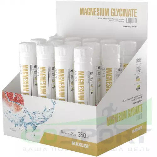  MAXLER Magnesium Glycinate Liquid 14 x 25 мл, Клубника