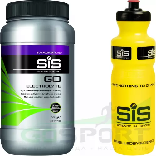 Изотоник SCIENCE IN SPORT (SiS) GO Electrolyte + Бутылочка желтая 1 x 500 г, Черная смородина