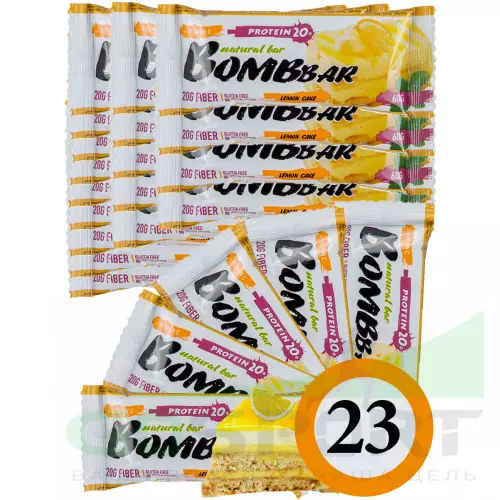 Протеиновый батончик Bombbar Protein Bar 23 x 60 г, Лимонный торт