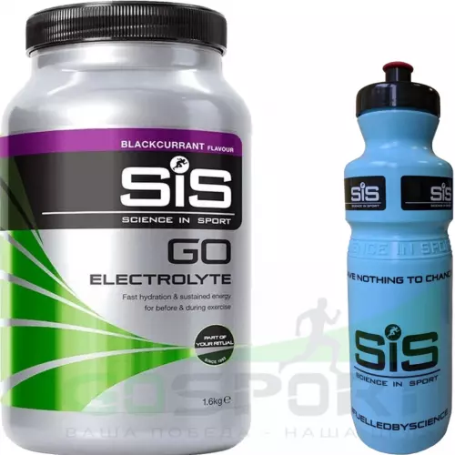 Изотоник SCIENCE IN SPORT (SiS) GO Electrolyte + Бутылочка синяя 1 x 1600 г, Черная смородина