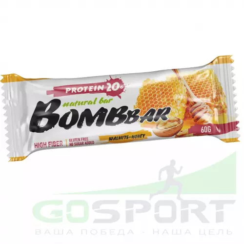 Протеиновый батончик Bombbar Protein Bar 60 г, Грецкий орех с медом