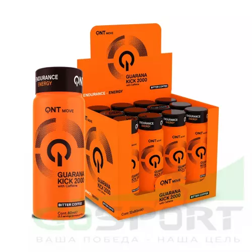  QNT GUARANA KICK 2000 ENERGY BOOSTER 12 x 80 мл, Кофе латте