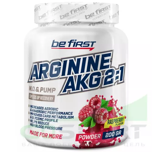 ААКГ Be First Arginine AKG 2:1 (AAKG) powder (аргинин альфа-кетоглутарат) 200 г, Малина