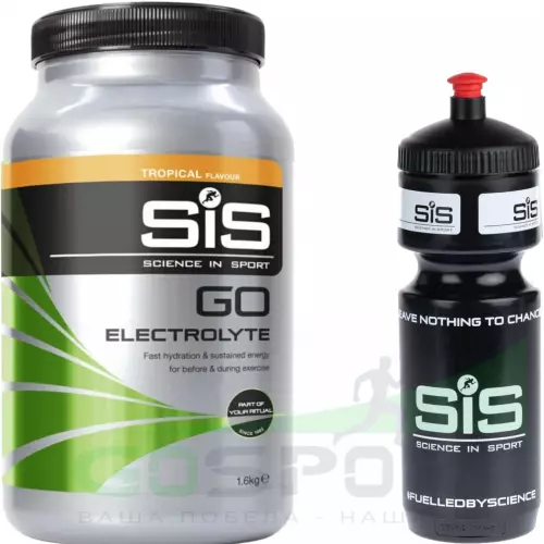 Изотоник SCIENCE IN SPORT (SiS) GO Electrolyte + Бутылочка черная 1 x 1600 г, Тропические фрукты