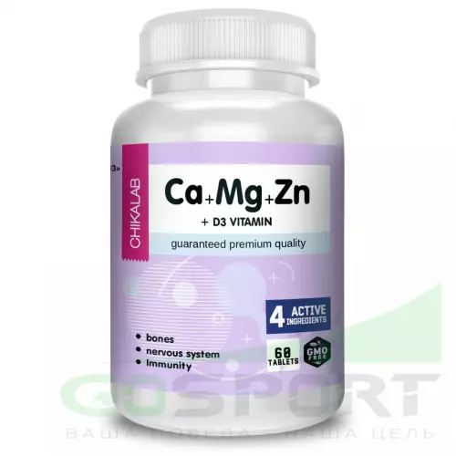  Chikalab Ca+Mg+Zn, D3, K2 60 капсул