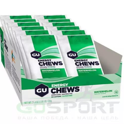  GU ENERGY Мармеладки GU Energy Chews 12 x 8 конфет, Арбуз