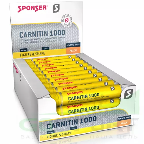  SPONSER L-CARNITINE 1000 TRINKAMPULLE 30 шотов x 25 мл, Персик