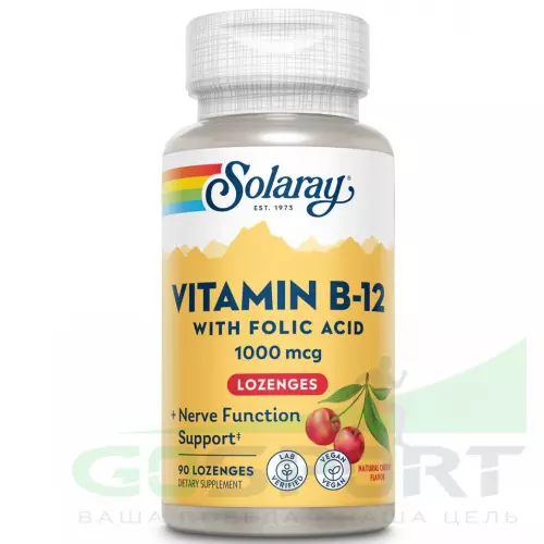  Solaray Vitamin B-12 with Folic Acid 1000 mcg 90 конфет