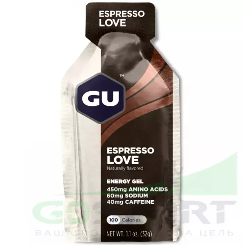 Гель питьевой GU ENERGY GU ORIGINAL ENERGY GEL 40mg caffeine 1 стик x 32 г, Эспрессо Лав