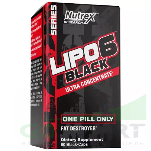 Жиросжигатель NUTREX Lipo-6 Black Ultra Concentrate (+Yohimbine) 60 капсул