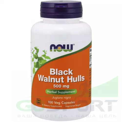  NOW FOODS Black Walnut Hulls - Экстракт черного ореха 100 Вегетарианские капсулы, Нейтральный