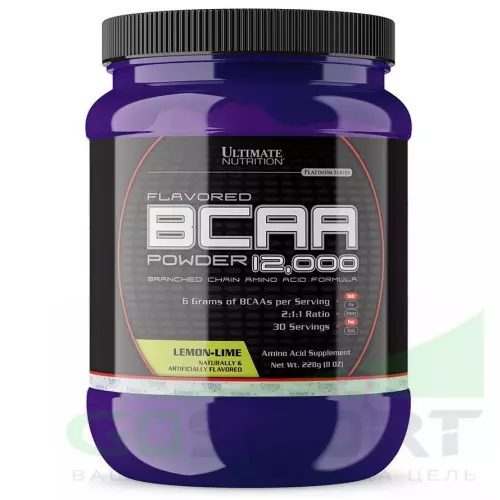 БСАА Ultimate Nutrition Flavored BCAA 12000 Powder 2:1:1 228 г, Лимон - Лайм
