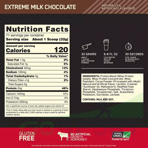  OPTIMUM NUTRITION 100% Whey Gold Standard 2270 г, Молочный шоколад