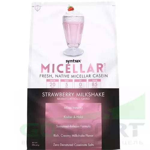 Казеиновый протеин SYNTRAX Micellar Creme 907 г, Молочный коктейль с клубникой