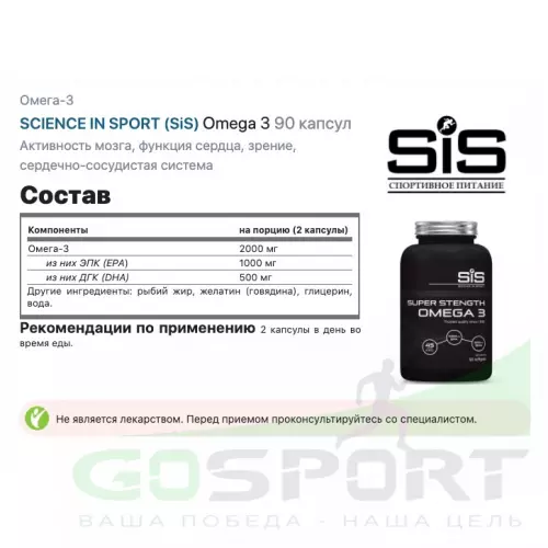 Омега-3 SCIENCE IN SPORT (SiS) Omega 3 90 капсул