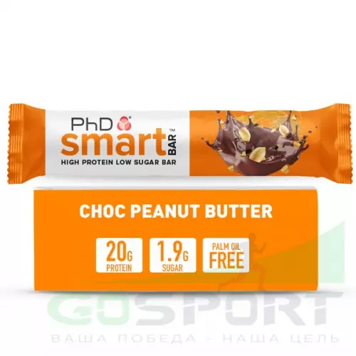 Протеиновый батончик PhD Nutrition Smart Bar 12 x 64 г, Шоколад - Арахисовое паста