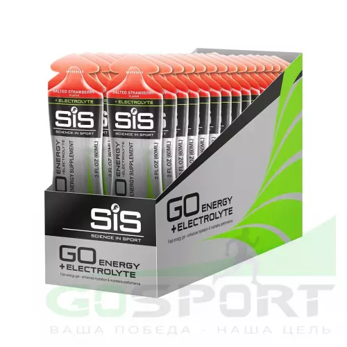 Гель питьевой SCIENCE IN SPORT (SiS) Go Energy + Electrolyte Gels 30 x 60 мл + электролит, Соленая клубника