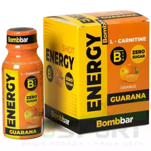  Bombbar SHOT Energy L-Carnitine Guarana 4 x 100 мл, Апельсин