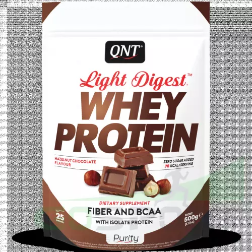 Комплексный протеин QNT LIGHT DIGEST WHEY PROTEIN 500 г, Лесной орех - шоколад