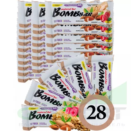 Протеиновый батончик Bombbar Protein Bar 28 x 60 г, Рисовый