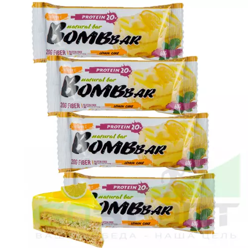 Протеиновый батончик Bombbar Protein Bar 4 x 60 g, Лимонный торт