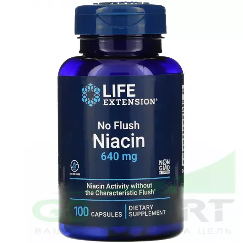  Life Extension No Flush Niacin 640 mg 100 капсул