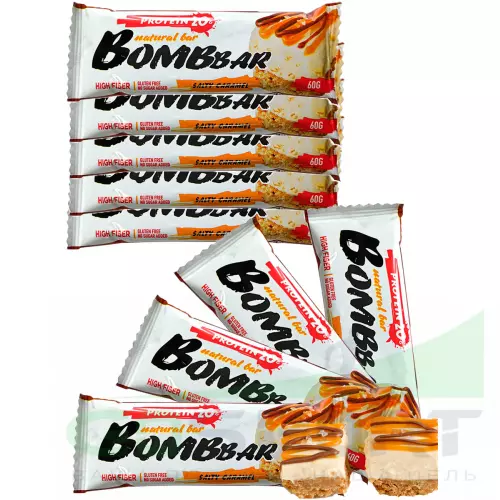Протеиновый батончик Bombbar Protein Bar 9 x 60 г, Соленая карамель
