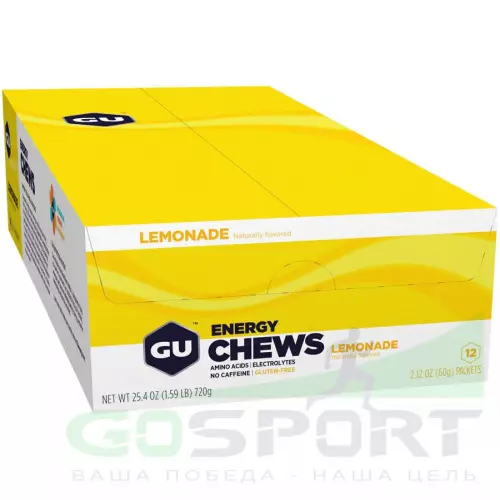  GU ENERGY Мармеладки GU Energy Chews 12 x 8 конфет, Лимонад