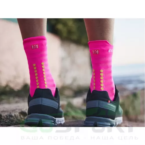 Компрессионные носки Compressport Носки Run Ultralight High v4 Fluo Pink T1