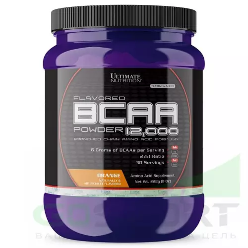 БСАА Ultimate Nutrition Flavored BCAA 12000 Powder 2:1:1 228 г, Апельсин