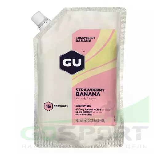 Гель питьевой GU ENERGY GU ORIGINAL ENERGY GEL no caffeine 480 г (15 порций), Клубника-Банан