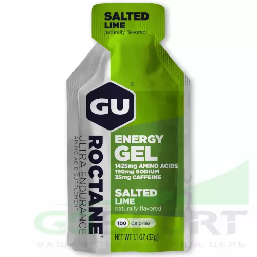 Гель питьевой GU ENERGY GU ROCTANE ENERGY GEL caffeine 1 стик x 32 г, Соленый лайм