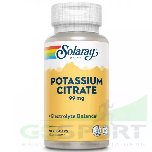  Solaray Potassium Citrate 99 mg 60 веган капсул