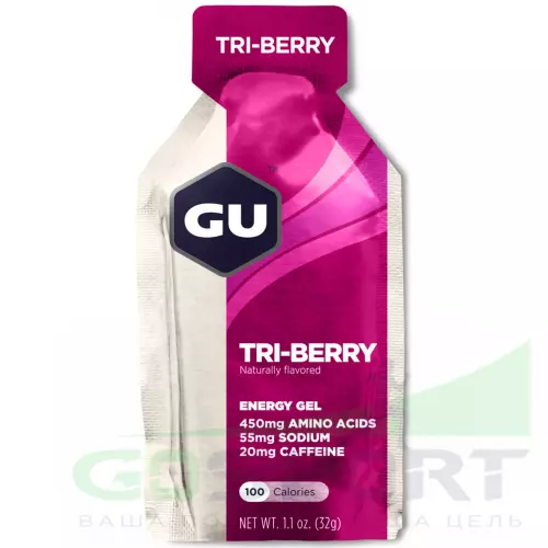 Гель питьевой GU ENERGY GU ORIGINAL ENERGY GEL 20mg caffeine 1 стик x 32 г, Лесные ягоды