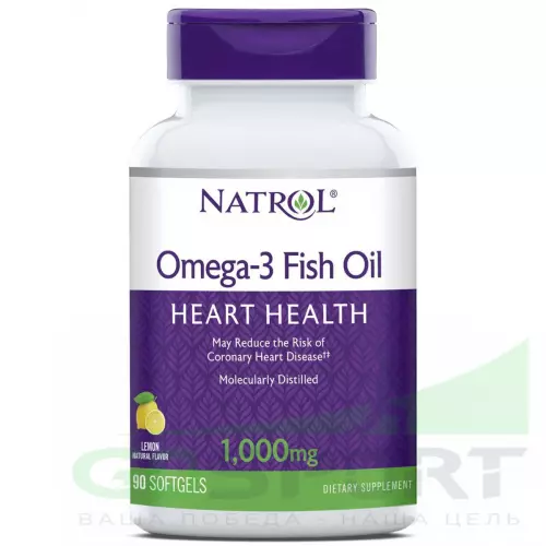 Омена-3 Natrol Omega-3 Fish Oil 1000mg 60 капсул, Лимон