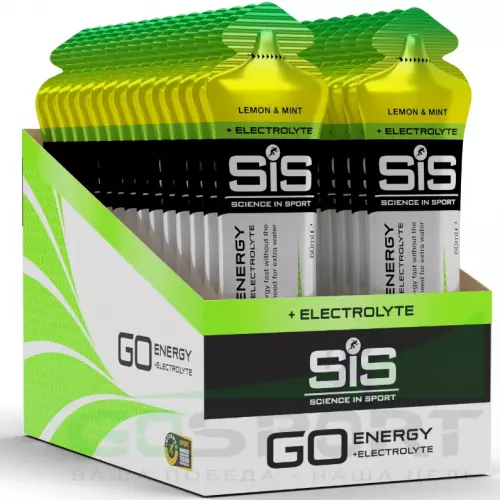 Гель питьевой SCIENCE IN SPORT (SiS) Go Energy + Electrolyte Gels 30 x 60 мл + электролиты, Лимон-Мята