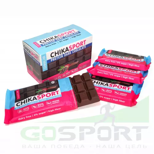 Протеиновый батончик Chikalab Тёмный шоколад без сахара CHIKASPORT 4 x 100 г, Шоколад темный