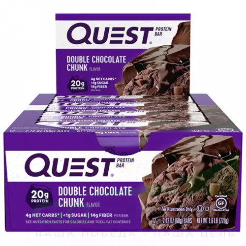 Протеиновый батончик Quest Nutrition Quest Bar 12 x 60 г, Двойной шоколад