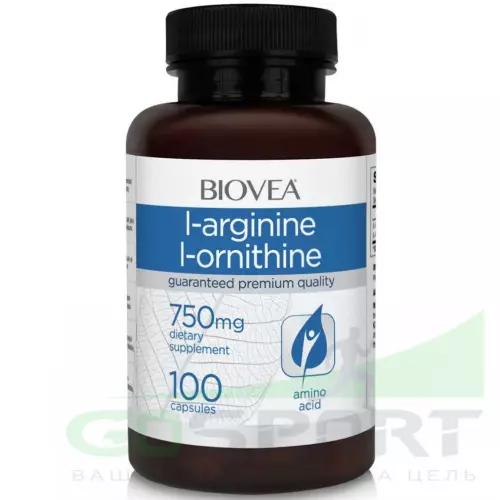 Аргинин / Орнитин Biovea L-ARGININE / L-ORNITHINE 100 капсул