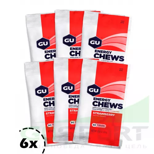  GU ENERGY Мармеладки GU Energy Chews 6 x 8 конфет, Клубника