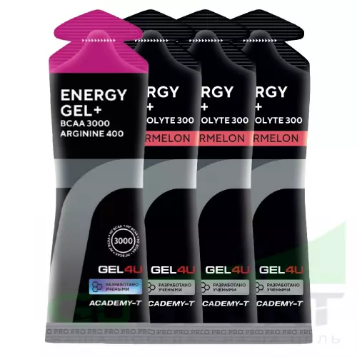 Гель питьевой GEL4U Energy Gel+electrolyte 300 4 х 60 г, Лесные ягоды, арбуз