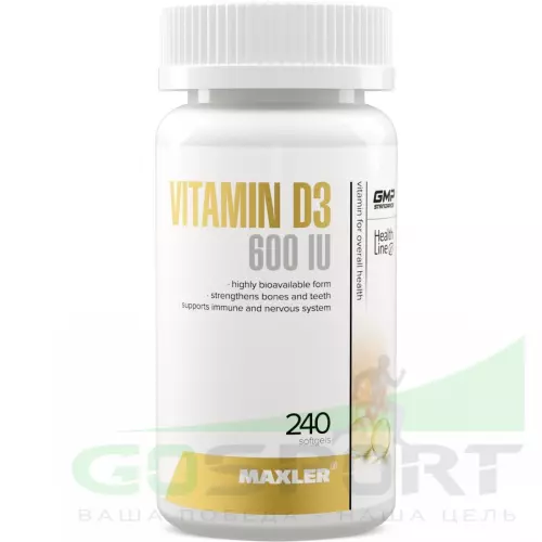  MAXLER Vitamin D3 600 IU 240 софтгель капсулы, Нейтральный