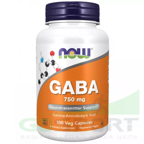  NOW FOODS GABA 750 mg 100 веган капсул