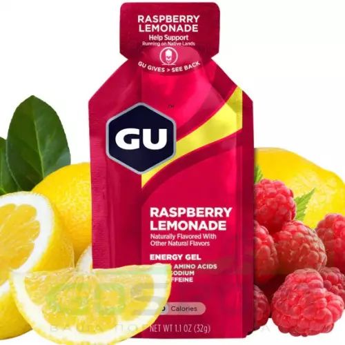 Энергетический гель питьевой GU ENERGY GU ORIGINAL ENERGY GEL no caffeine 4 стика x 32 г, Малиновый лимонад