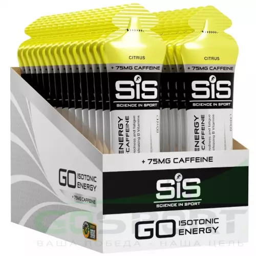 Гель питьевой SCIENCE IN SPORT (SiS) GO Energy 75mg caffeine 30 x 60 мл + кофеин, Цитрус
